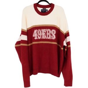 Abercrombie & Fitch NFL San Francisco 49ers Oversized Knit Sweater XL Red Cream